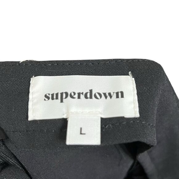 Superdown Brooke Wide Leg Pants Black High Rise Cropped Flowy Women’s Size Large - Picture 10 of 12